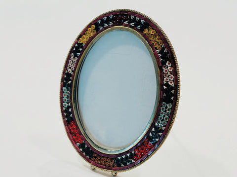 Neiman Marcus Italy Micro Mosaic Oval Mini Picture Frame