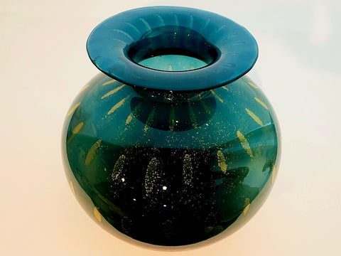Made In Italy Maestri Vetrai Glass Vase Gold Infused Archimede Seguso Attribute