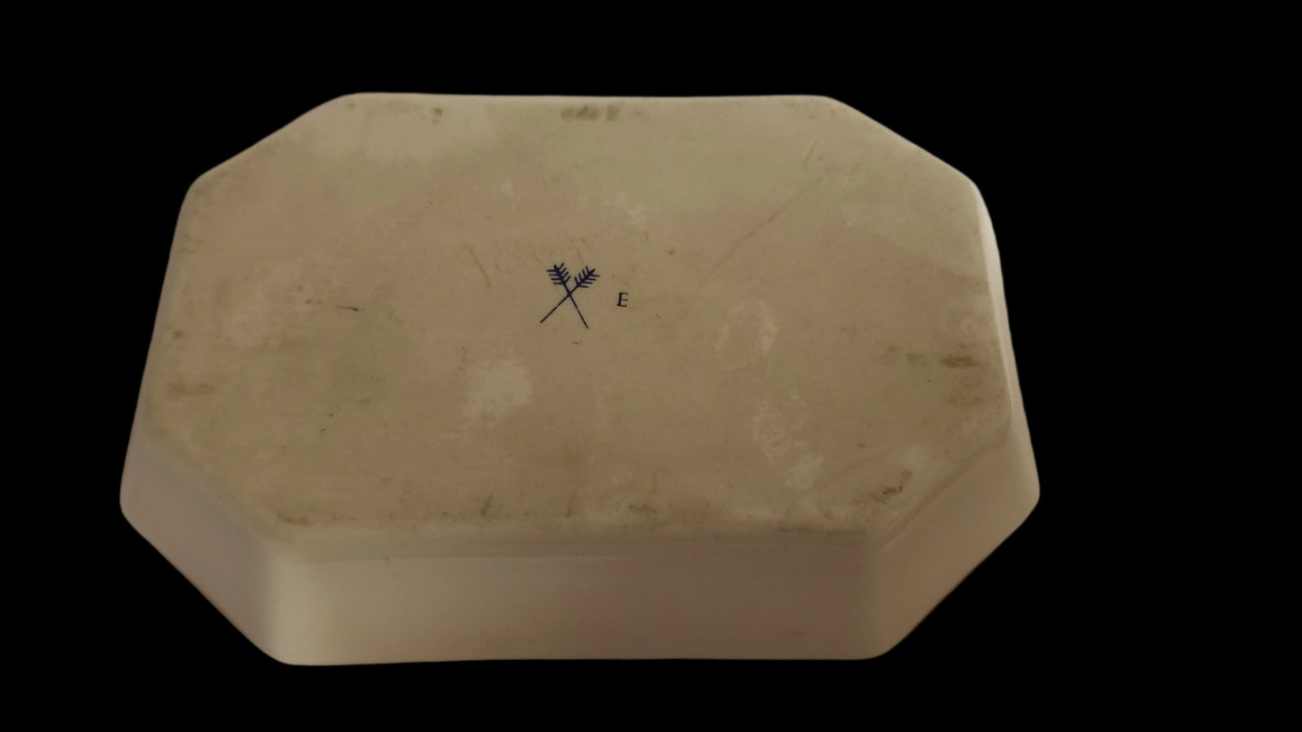 Early 20th Century Yellow Porcelain France Hand Painted Floral Medallions Chest W Tray Set