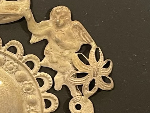 A Silver Antique Ex Voto Angelic Sacred Heart Florence Italy