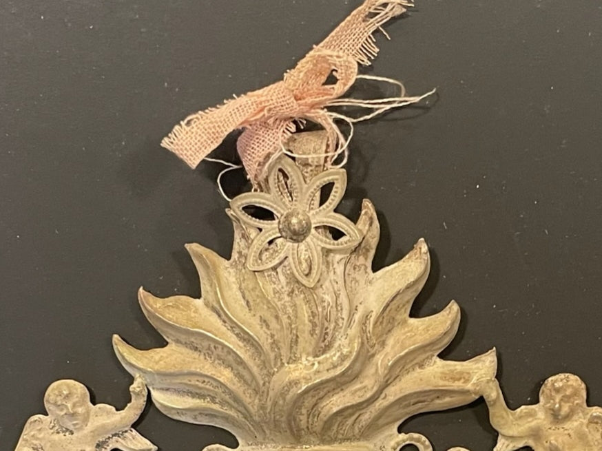 A Silver Antique Ex Voto Angelic Sacred Heart Florence Italy