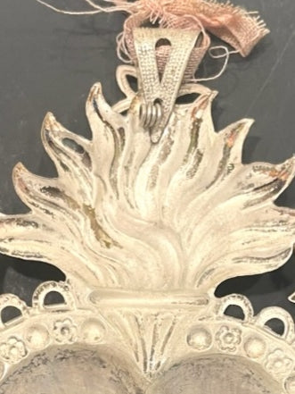 A Silver Antique Ex Voto Angelic Sacred Heart Florence Italy