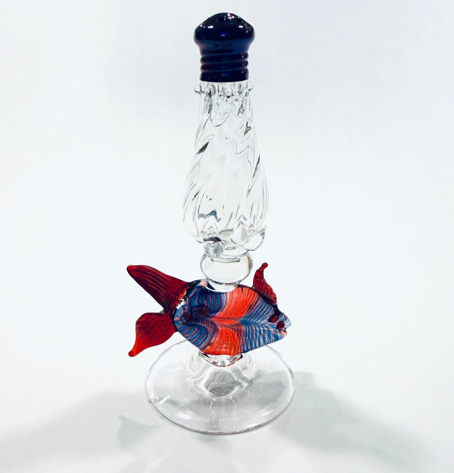Gazelle Hand Blown Art Glass Colorful Fish Signed Bottle Condiment Shaker