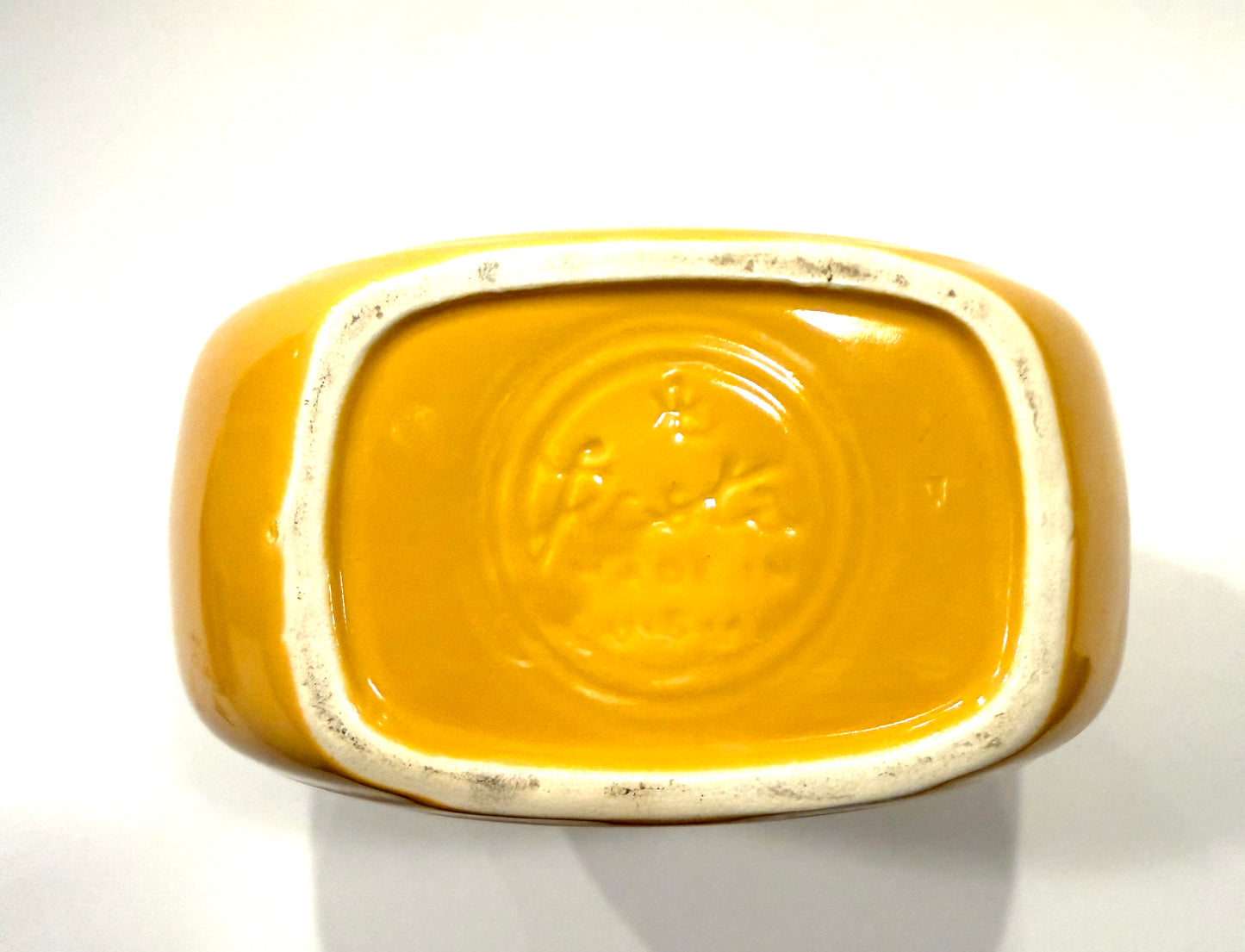 A Vintage Fiesta Mustard Yellow Ceramic Pitcher Made In USA