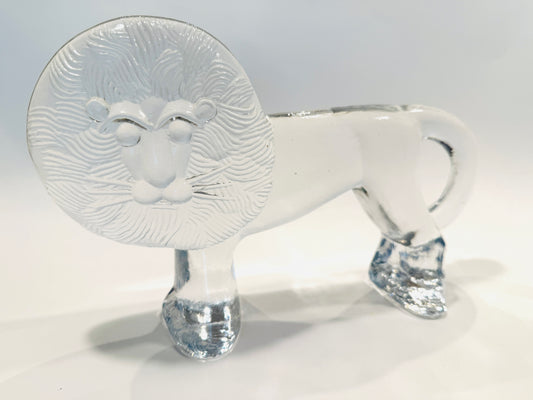Erik Hoglund Mid Century Swedish Crystal Lion