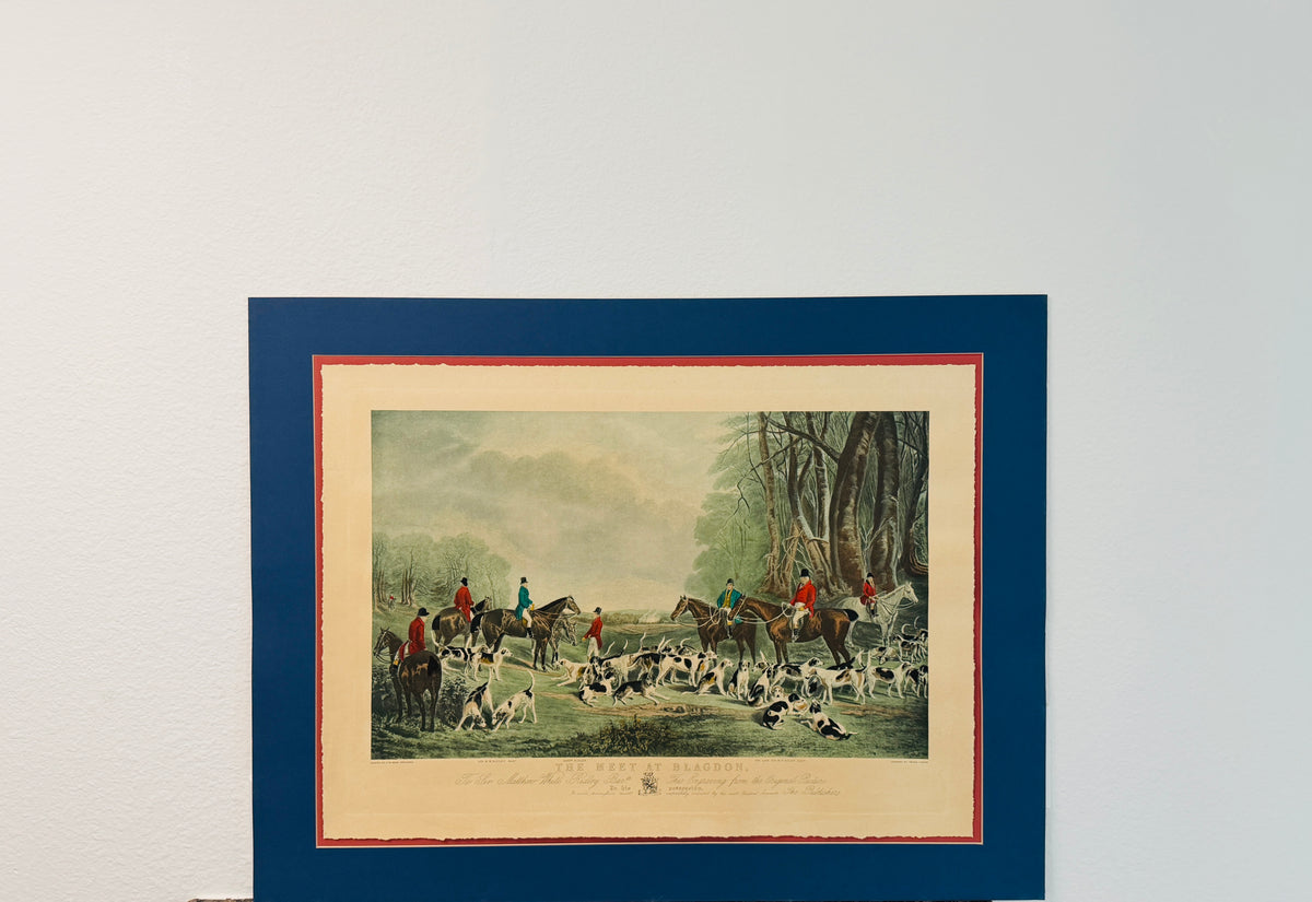 Vintage Hunting Equestrian Print Titled The Meet At Blagdon Horse By Thomas Lupton