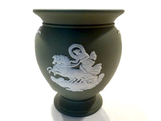 Wedgwood England Green Jasper White Aphrodite Vase