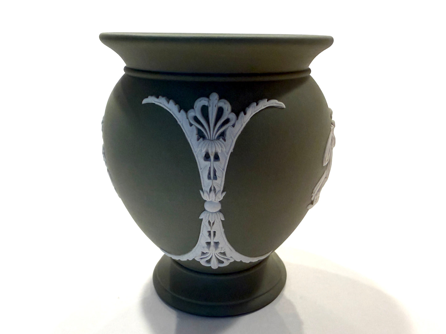 Wedgwood England Green Jasper White Aphrodite Vase