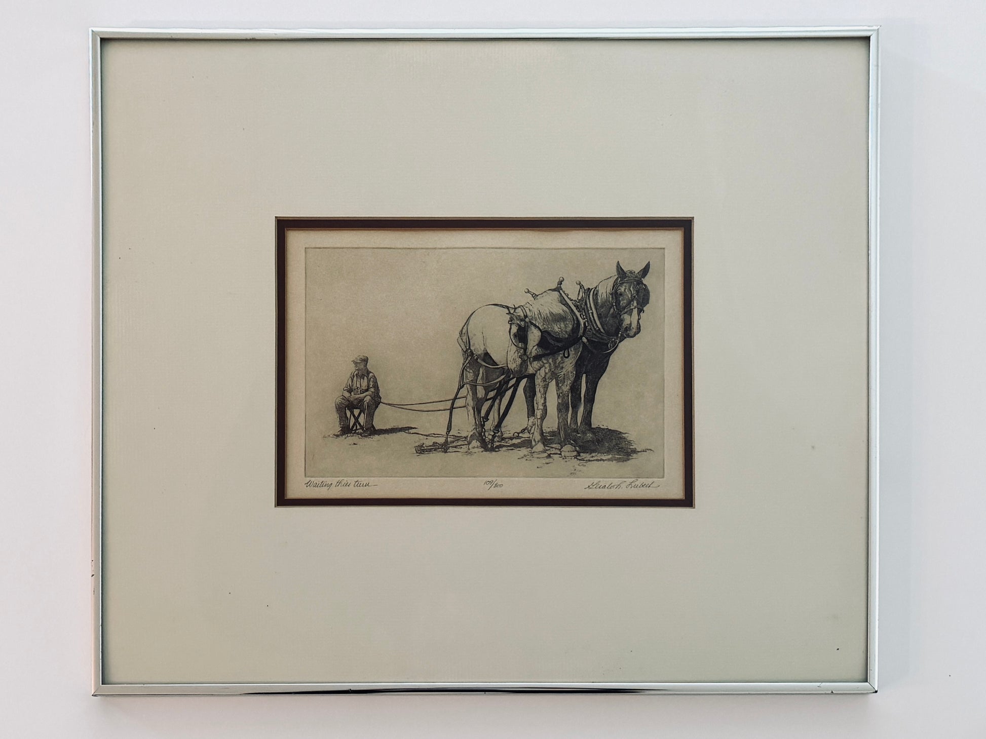 Gualoh Lubeck Waiting Their Turn LE Signed Equestrian Lithograph