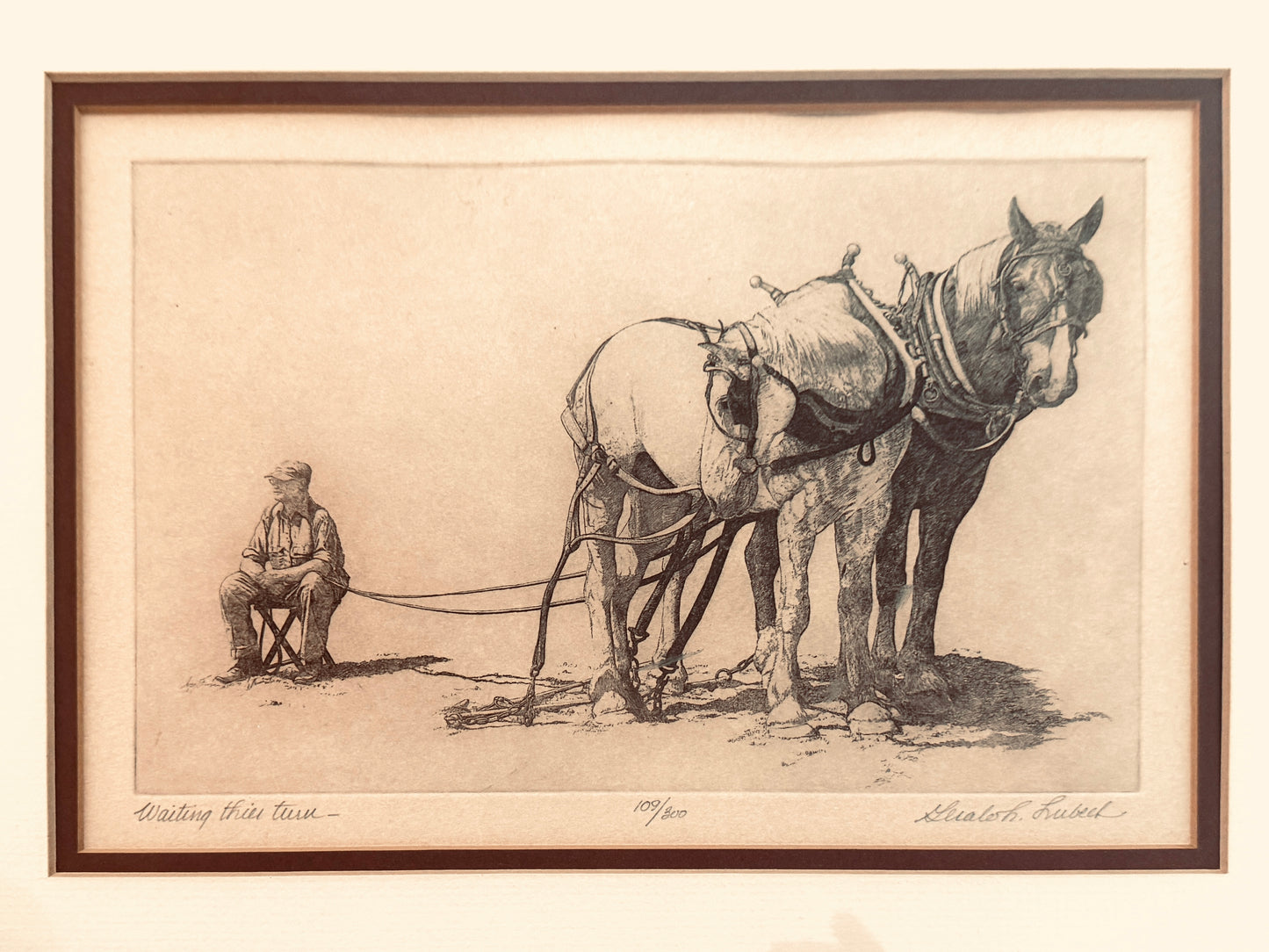 Gualoh Lubeck Waiting Their Turn LE Signed Equestrian Lithograph