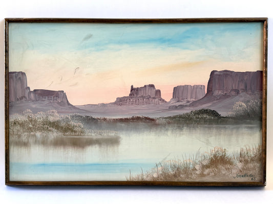 Juan Nakai Mid Century Arizona Lake  Mountain View Signed Dated Gouache On Paper