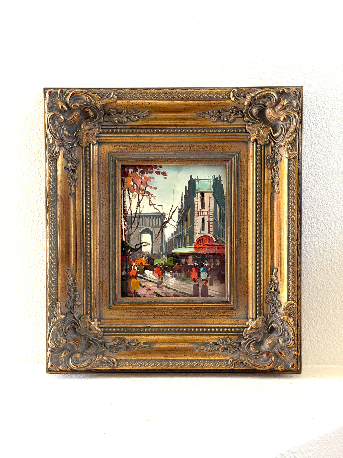 Impressionist Parisian Street Scene Arc de Triomphe Oil On Canvas