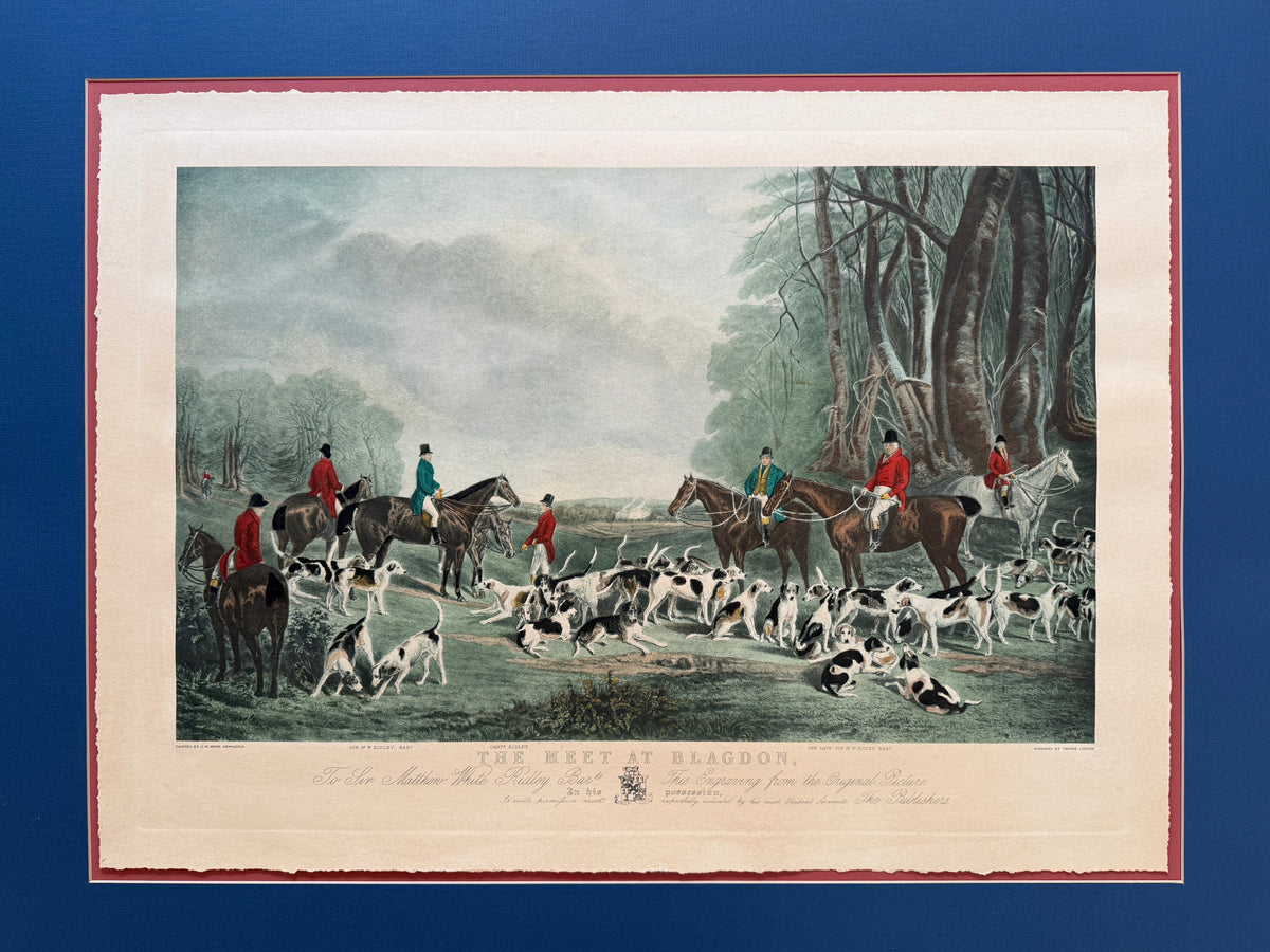 Vintage Hunting Equestrian Print Titled The Meet At Blagdon Horse By Thomas Lupton