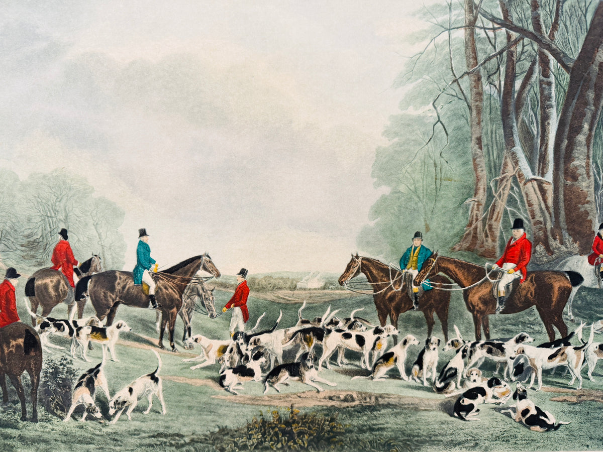 Vintage Hunting Equestrian Print Titled The Meet At Blagdon Horse By Thomas Lupton