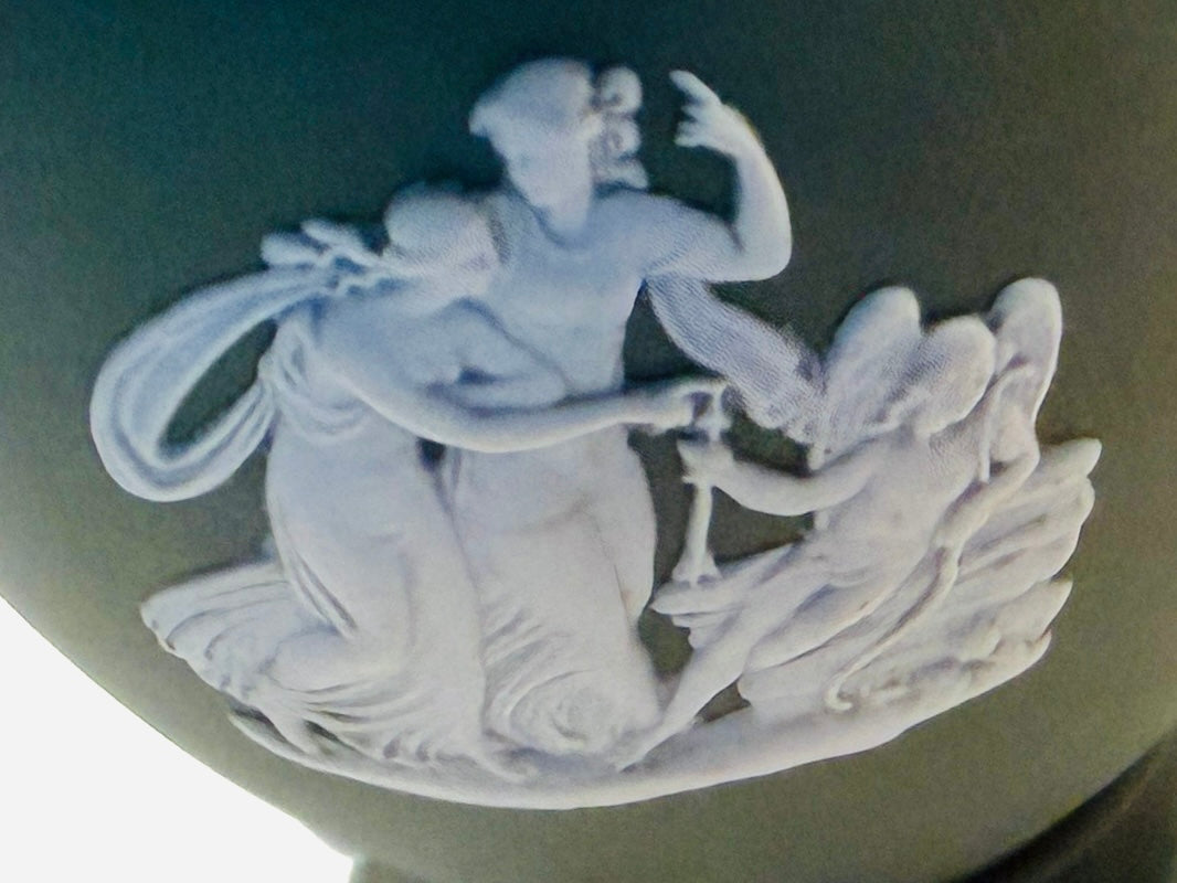 Wedgwood England Green Jasper White Aphrodite Vase