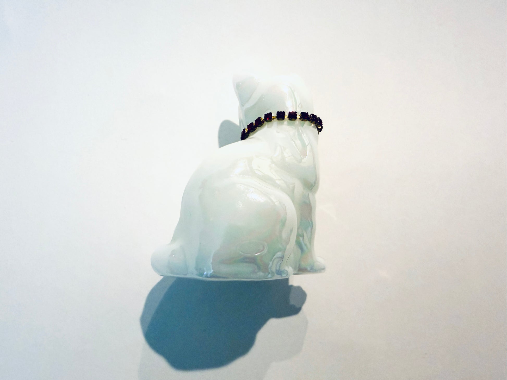 Vintage Fenton Art Glass Opalescent Calendar Cat Signed By Artist