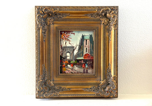 Impressionist Parisian Street Scene Arc de Triomphe Oil On Canvas