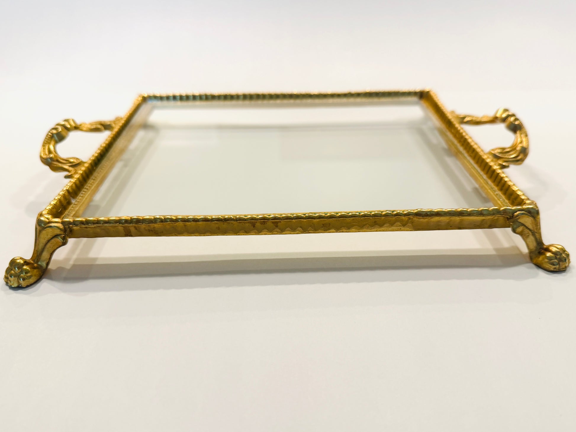 Italian Style Gilded Vintage Glass Base Double Handles Twisted Rope Va – Designer Unique Finds