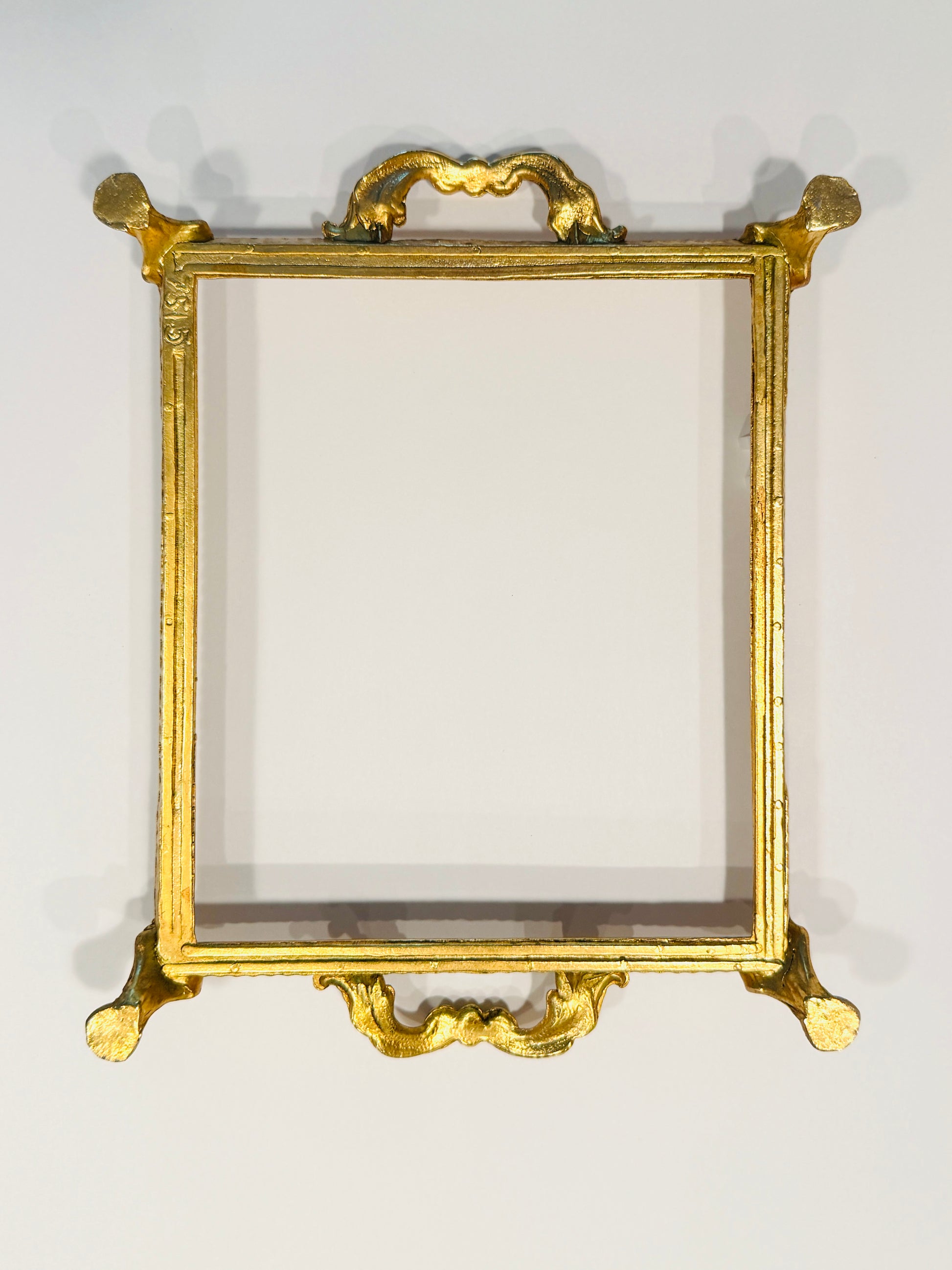 Italian Style Gilded Vintage Glass Base Double Handles Twisted Rope Vanity Tray