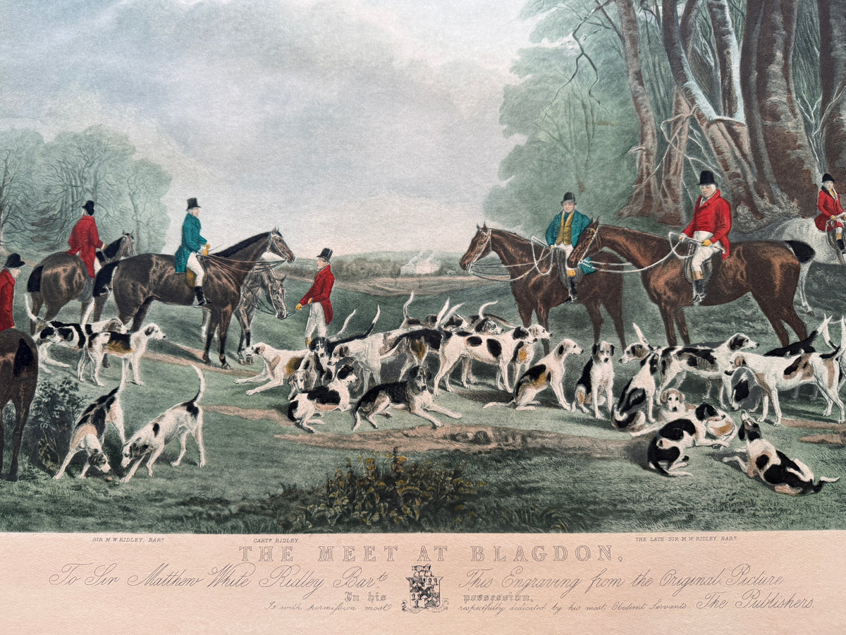 Vintage Hunting Equestrian Print Titled The Meet At Blagdon Horse By Thomas Lupton