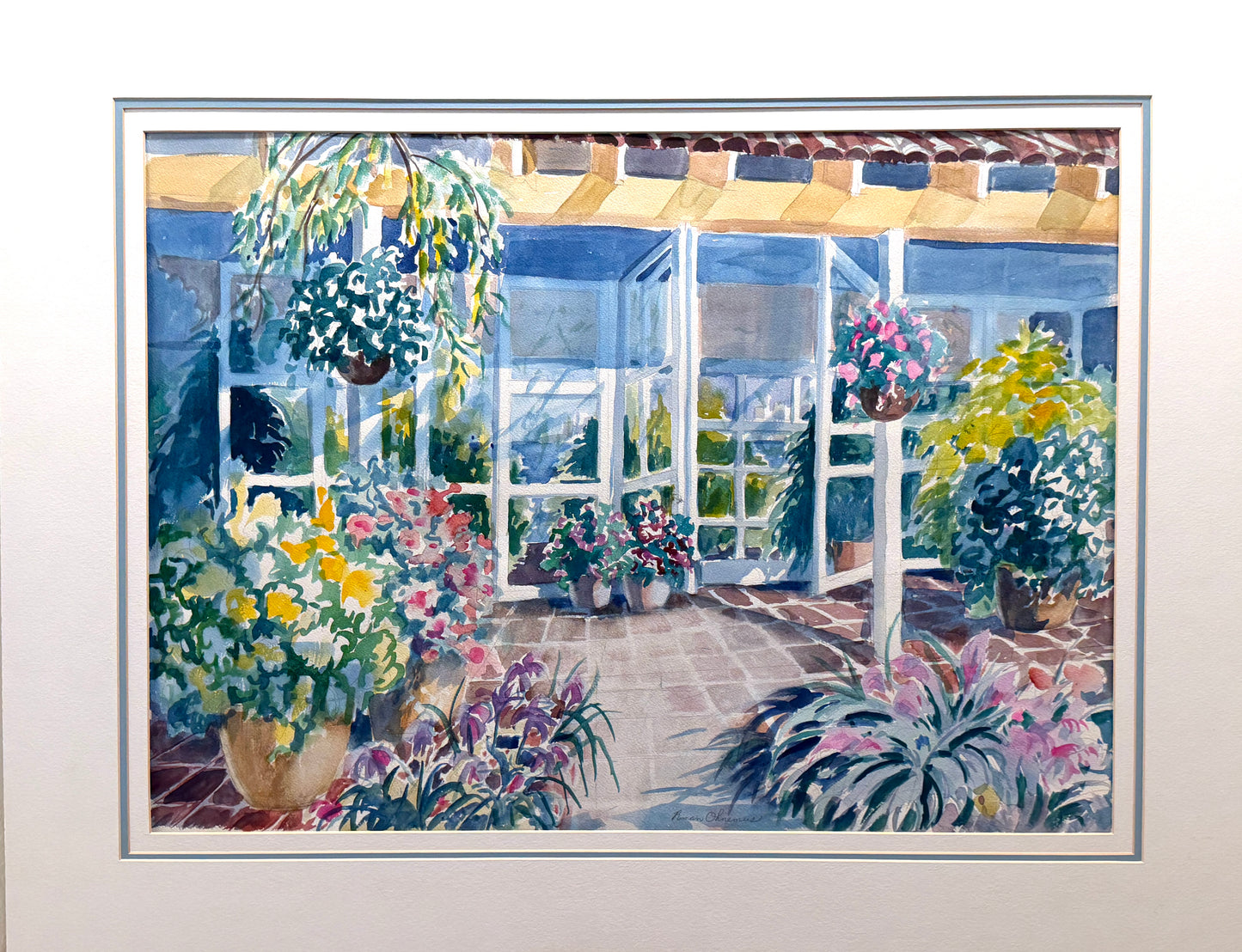 Roman Ohnemus Botanical Courtyard Watercolor Painting