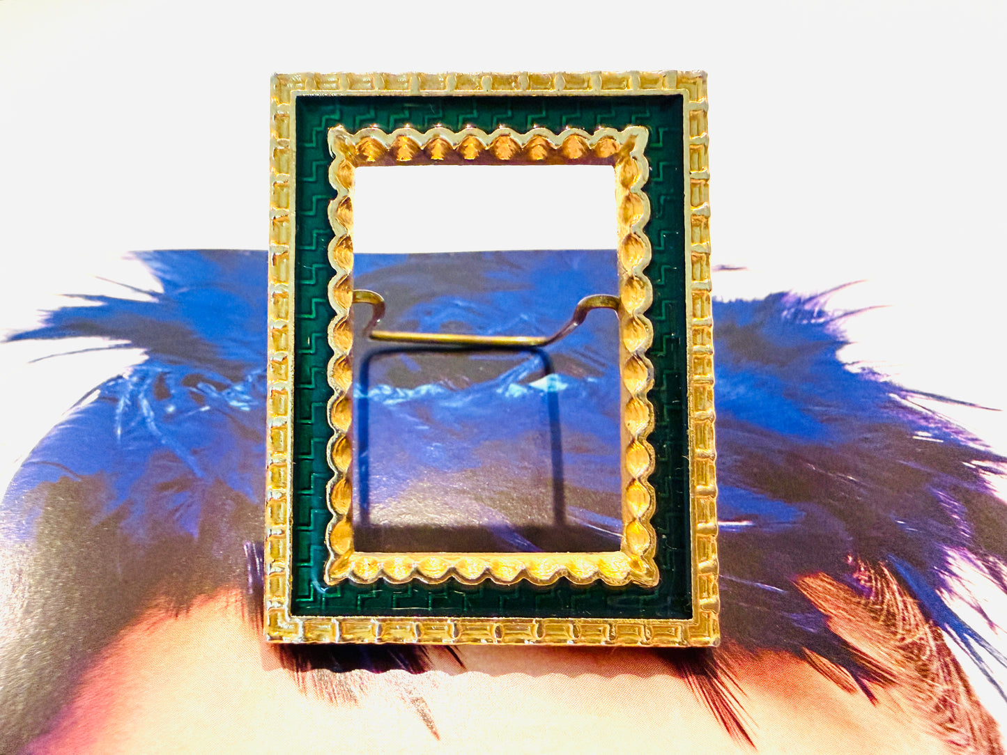Miniature Green Enamel Gild Decorative Picture Frame