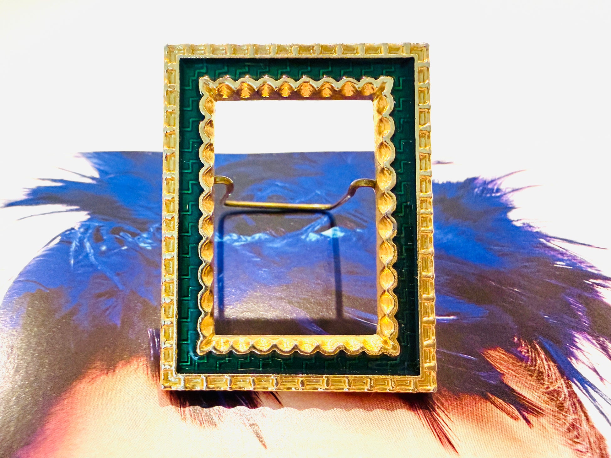 Miniature Green Enamel Gild Decorative Picture Frame