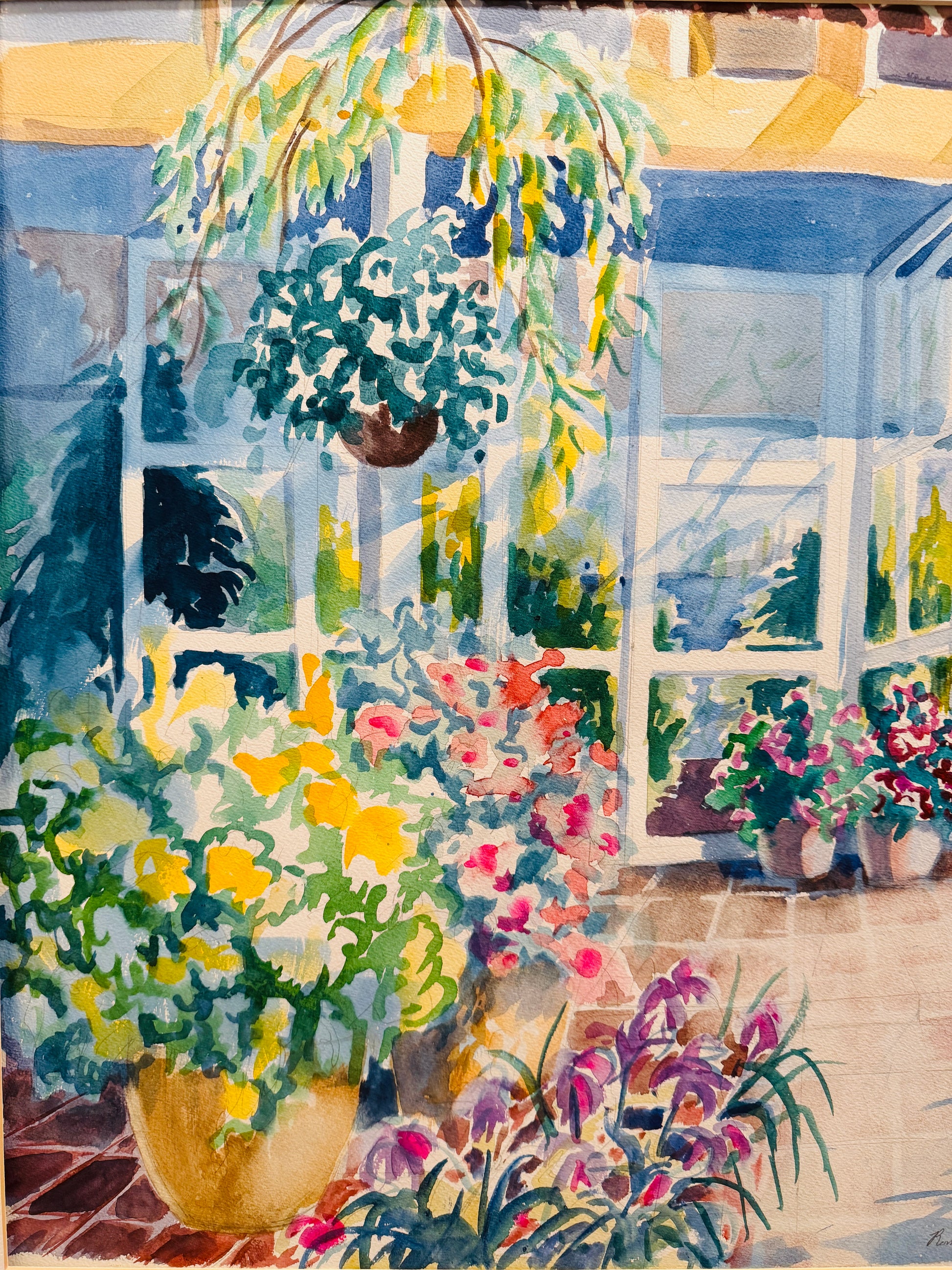 Roman Ohnemus Botanical Courtyard Watercolor Painting