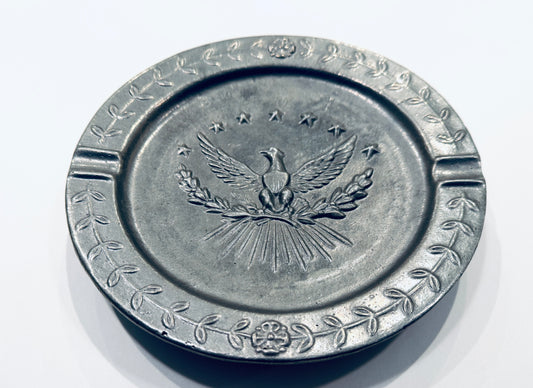 American Eagle Vintage Pewter Ashtray W Great Seal of The United States