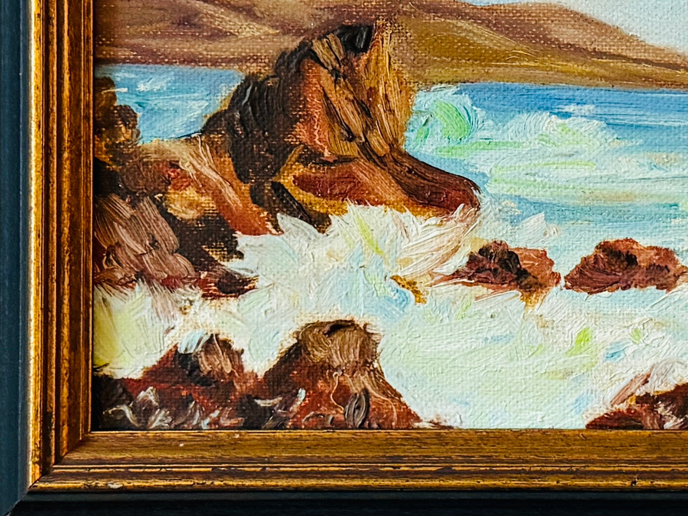 Coastal Scene Seascape Impressionist Oil On Canvas Board