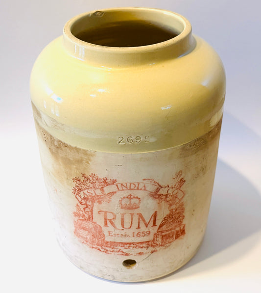 East India Co Large Stoneware Vintage Rum Crock