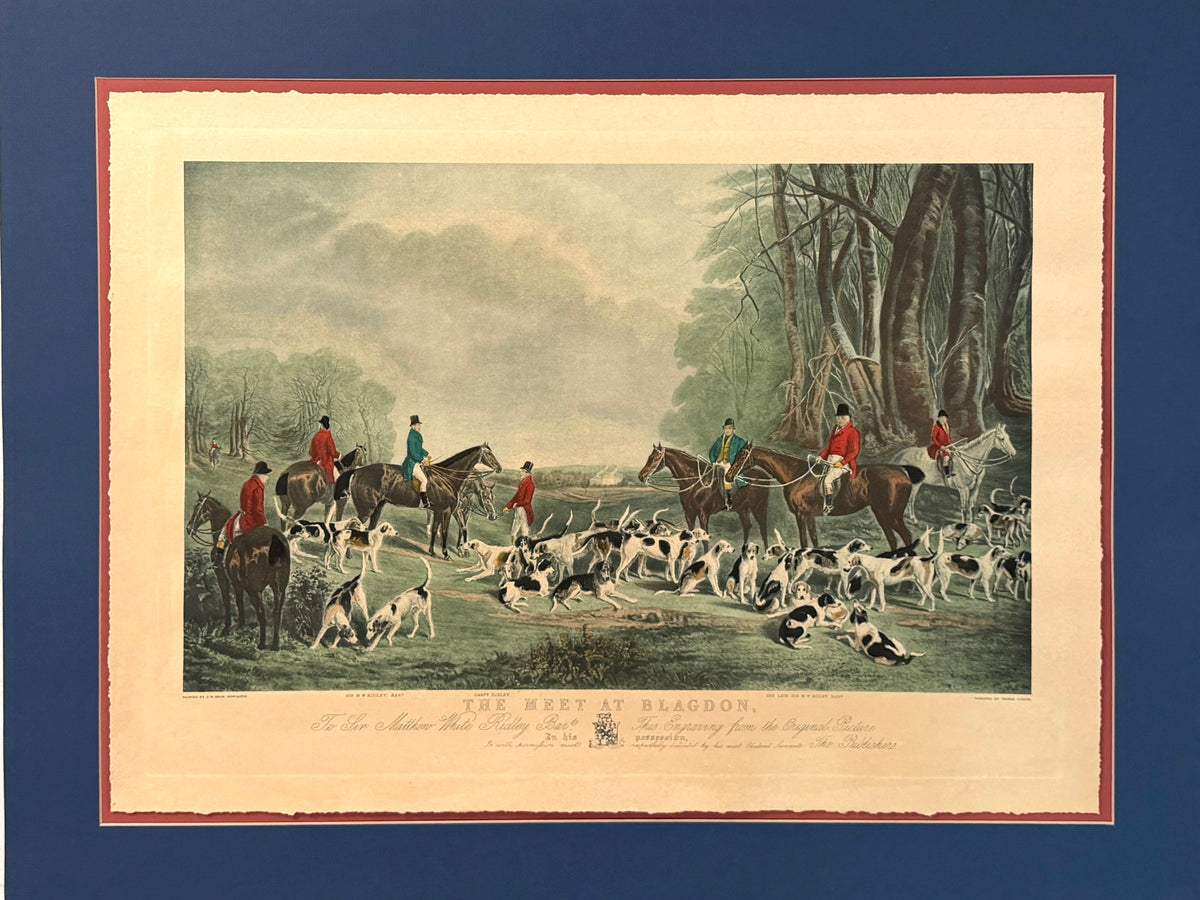 Vintage Hunting Equestrian Print Titled The Meet At Blagdon Horse By Thomas Lurton