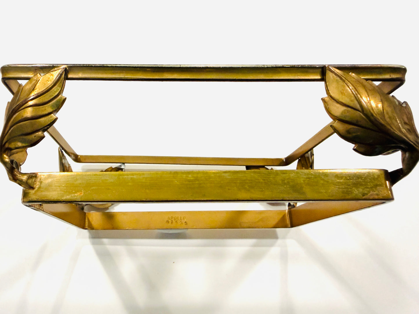 Apollo Brass Heisey Pressed Glass Leaf Design Antique Box