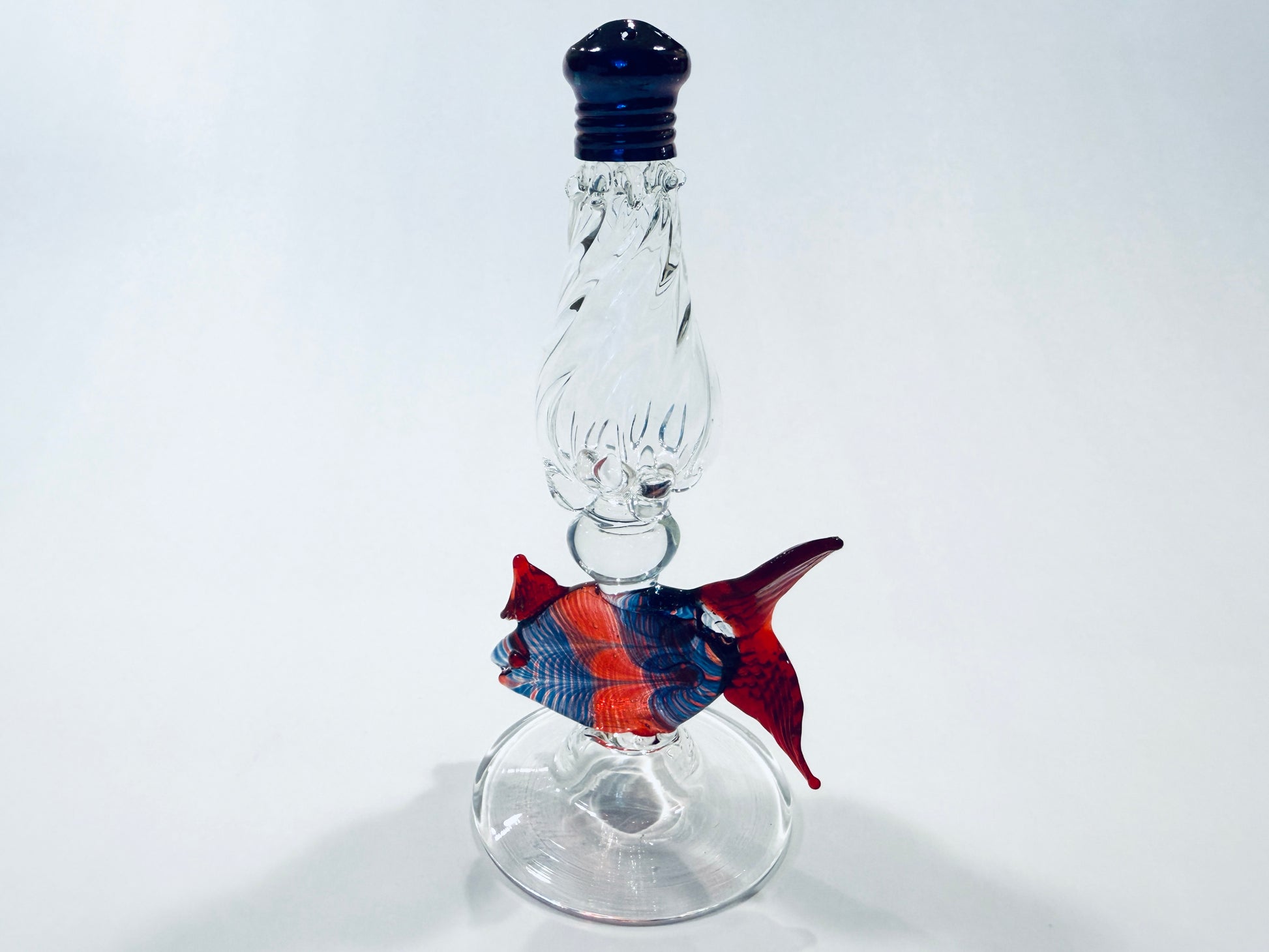 Gazelle Hand Blown Art Glass Colorful Fish Signed Bottle Condiment Shaker