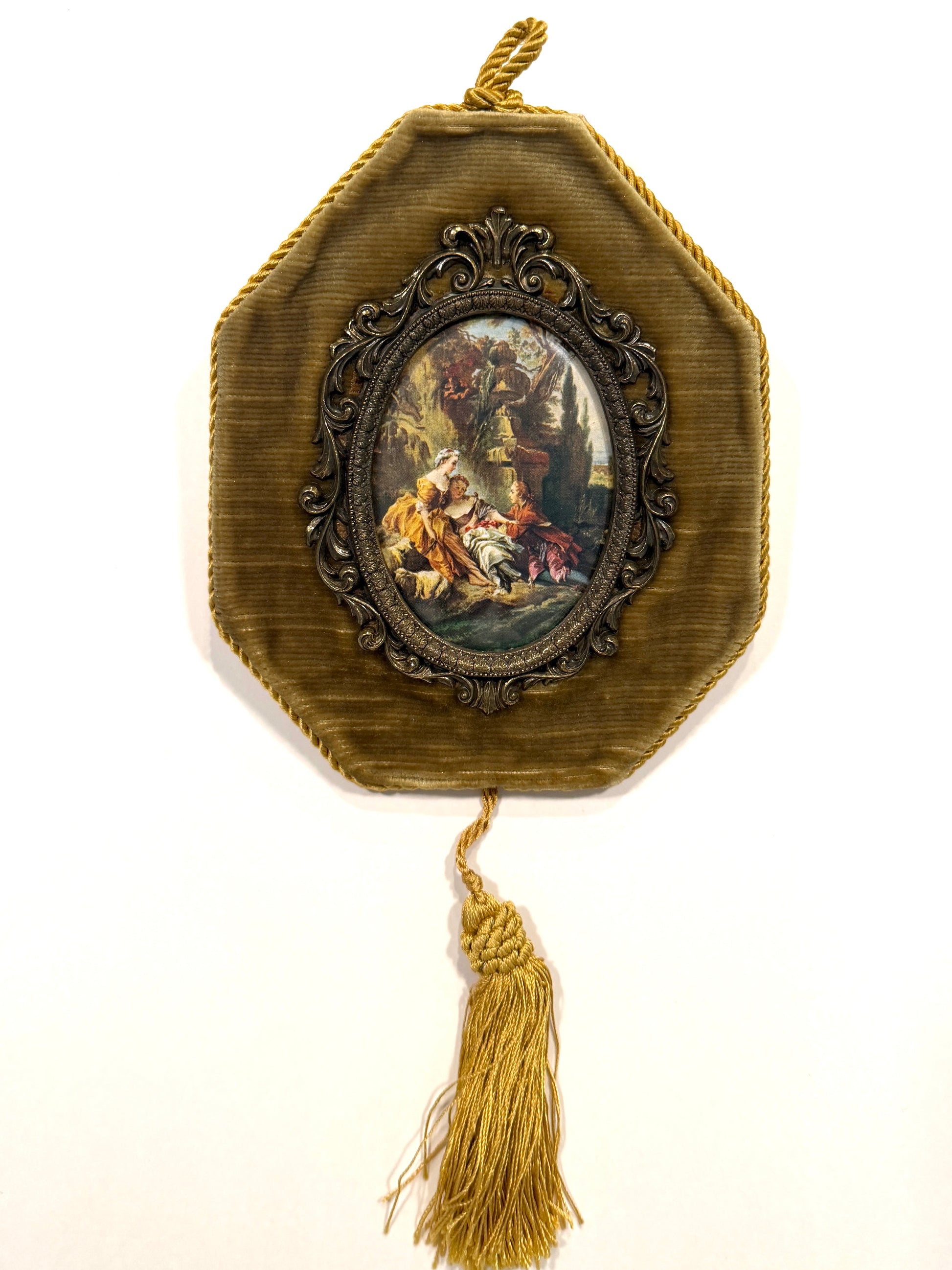Treasure From Italy Broadway Decorative wall hanging with a framed artwork and tassel 