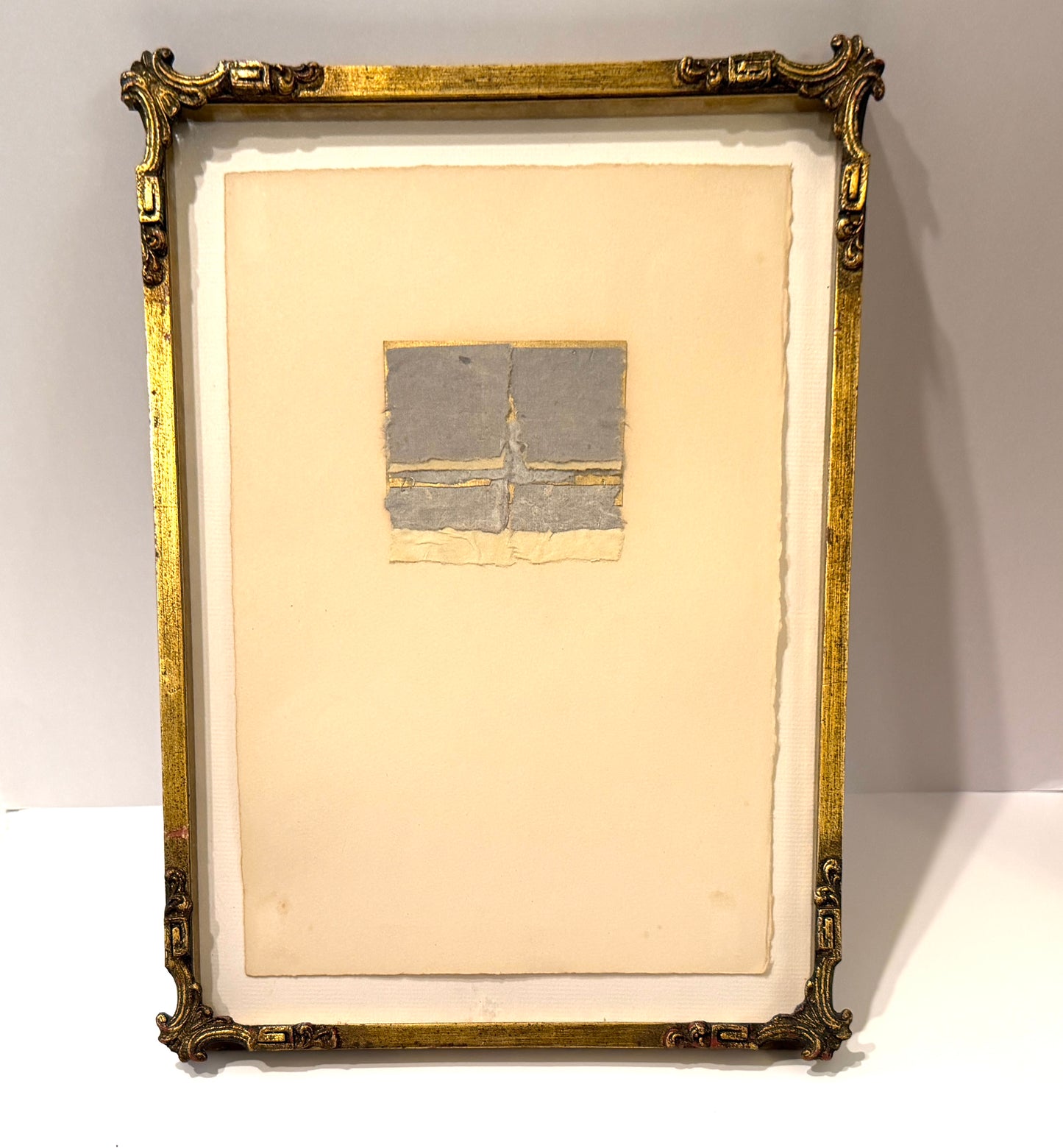 Contemporary Mix Media Abstract Textile Art Framed Gouache