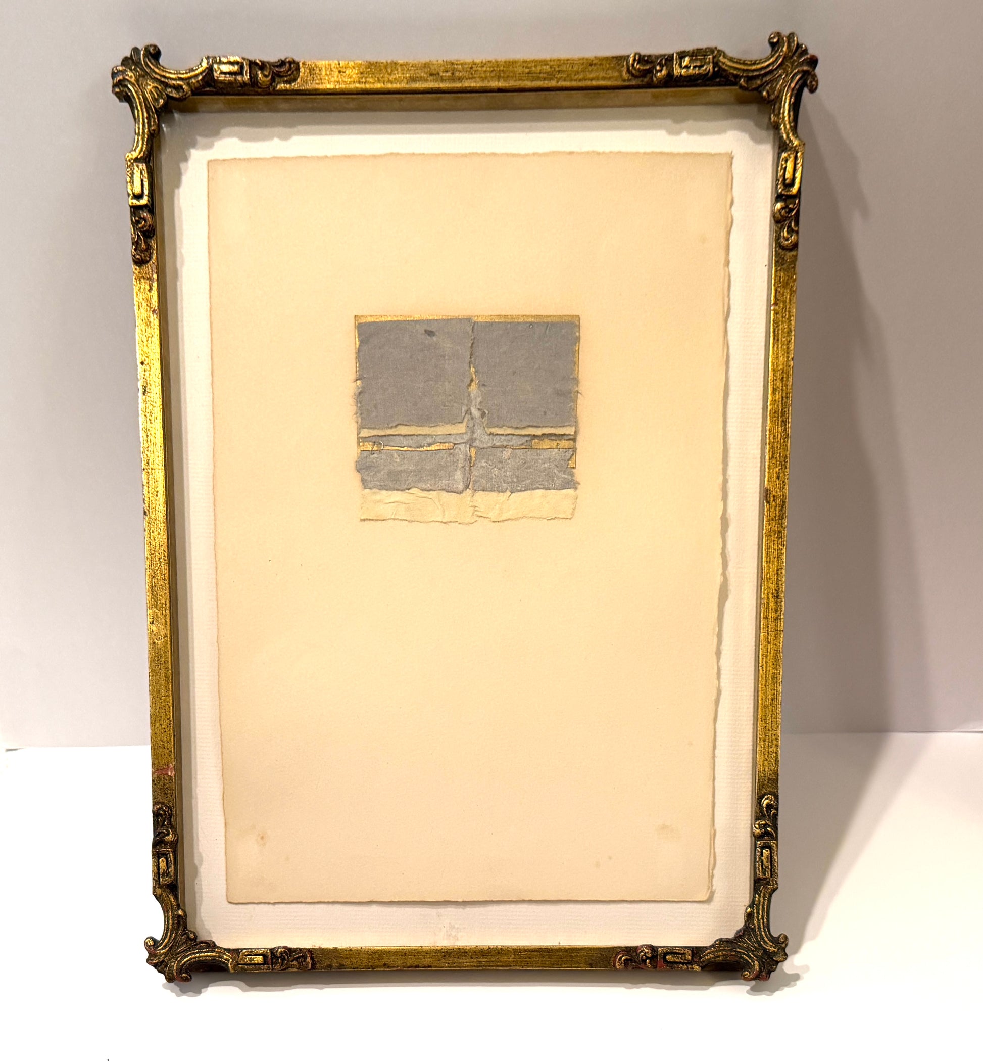 Contemporary Mix Media Abstract Textile Art Framed Gouache