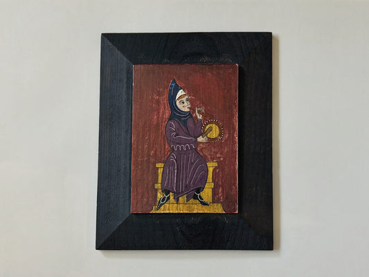 Medieval Spanish Flemish Musical Folk Art On Panel