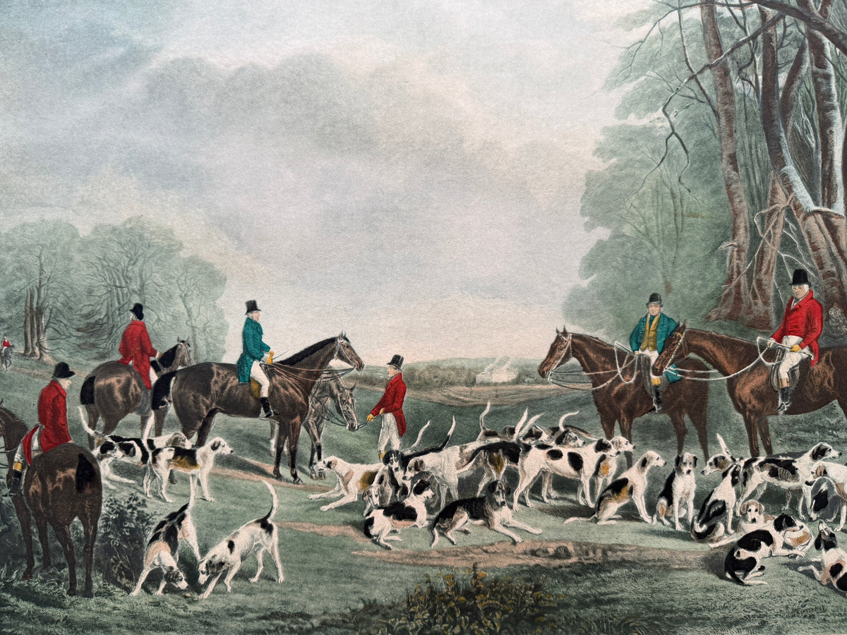 Vintage Hunting Equestrian Print Titled The Meet At Blagdon Horse By Thomas Lurton