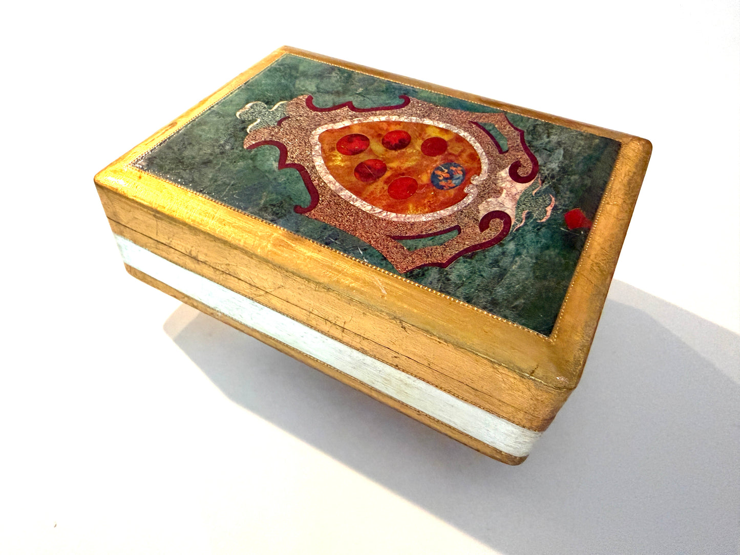 Florentine Hand Crafted Painted Gilt Decorated Folk Italian Humidor Box