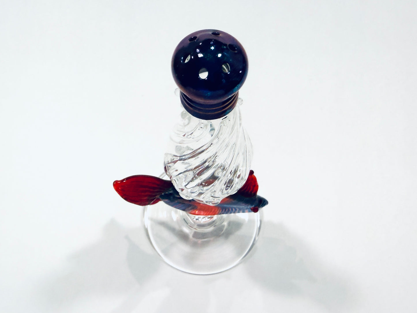 Gazelle Hand Blown Art Glass Colorful Fish Signed Bottle Condiment Shaker