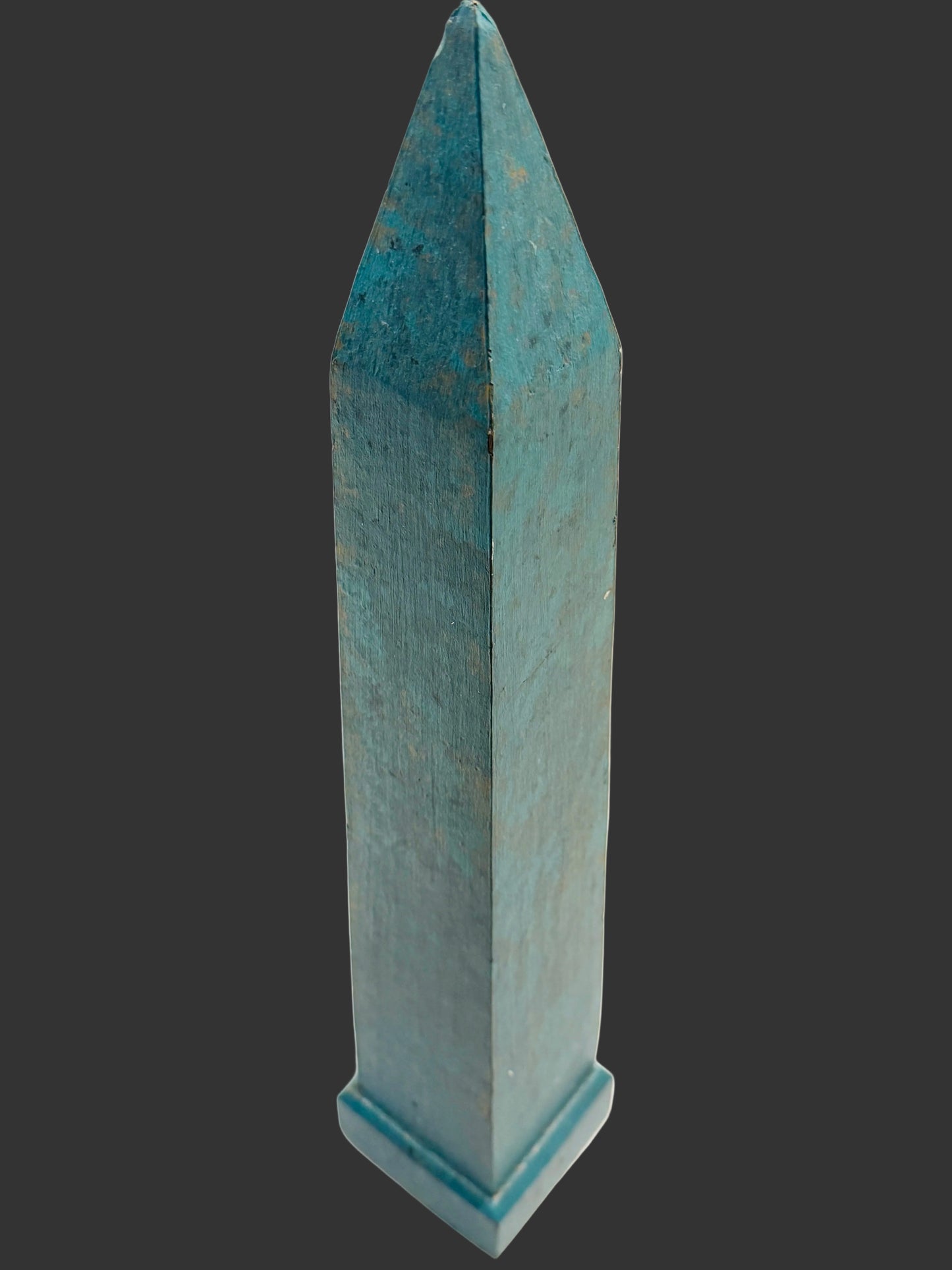 Folk Art Hand Painted Seafoam Carved Monumental Obelisk