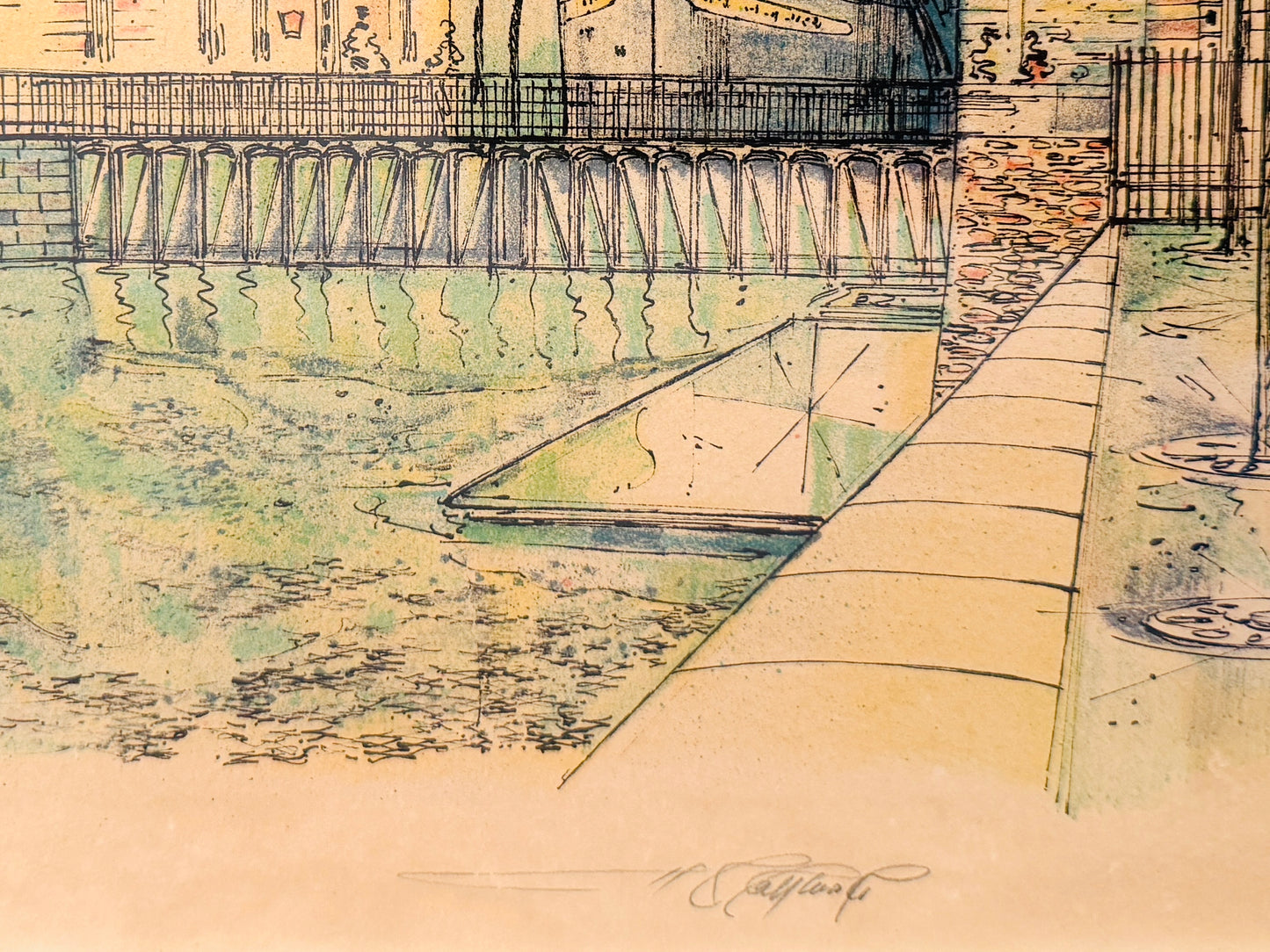 Rolf Rafflewski Paris La Pointe De ile San Louis Signed Lithograph