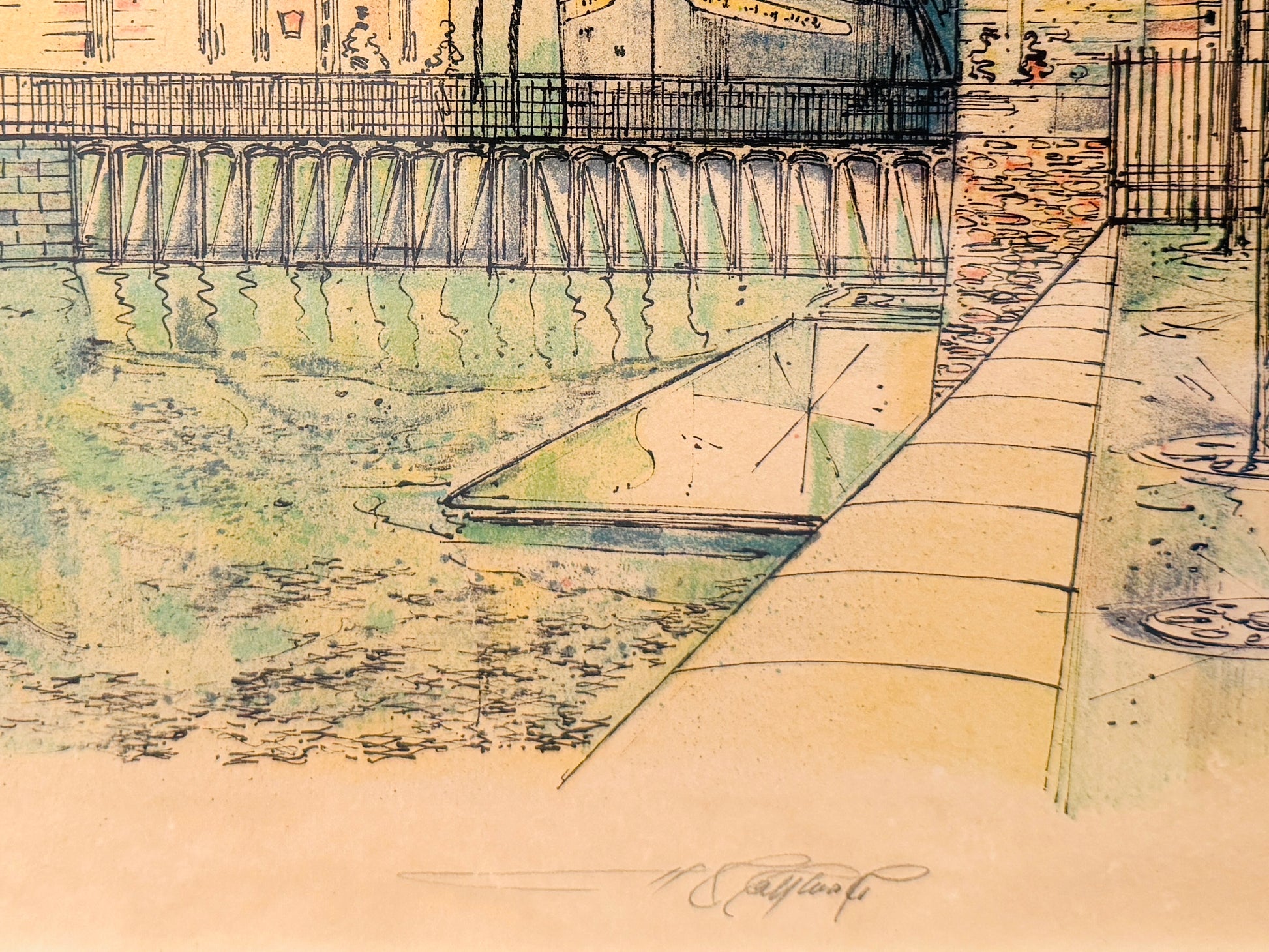 Rolf Rafflewski Paris La Pointe De ile San Louis Signed Lithograph