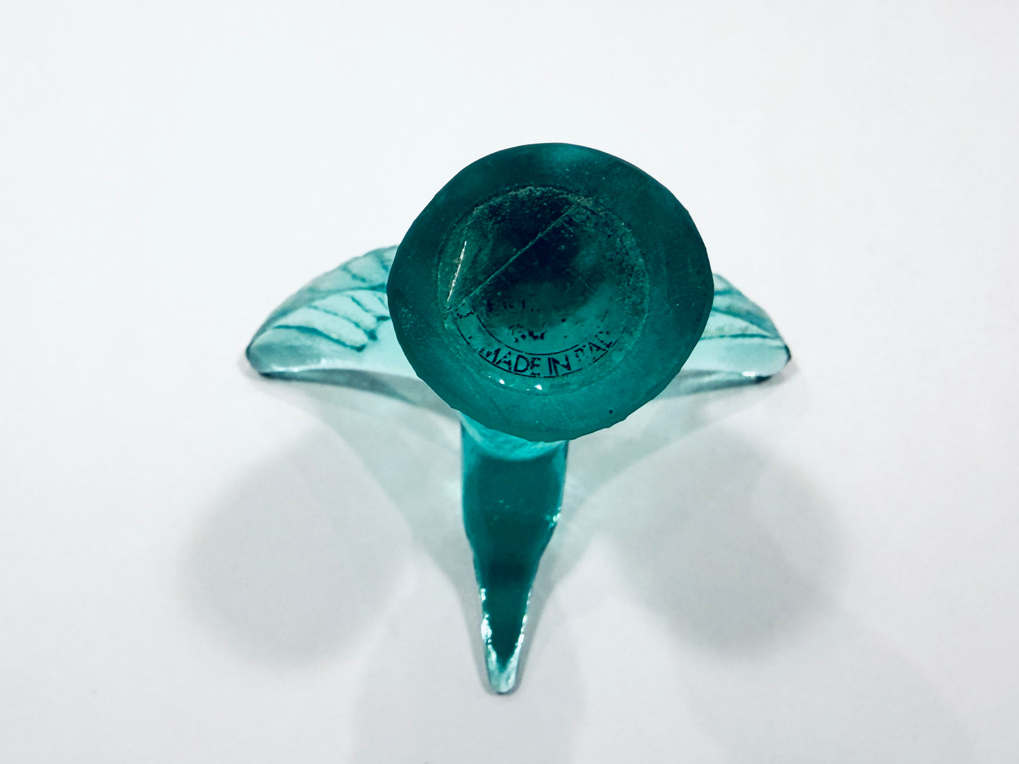 Teal Transluscent Art Glass Flying Hummingbird Made In Italy