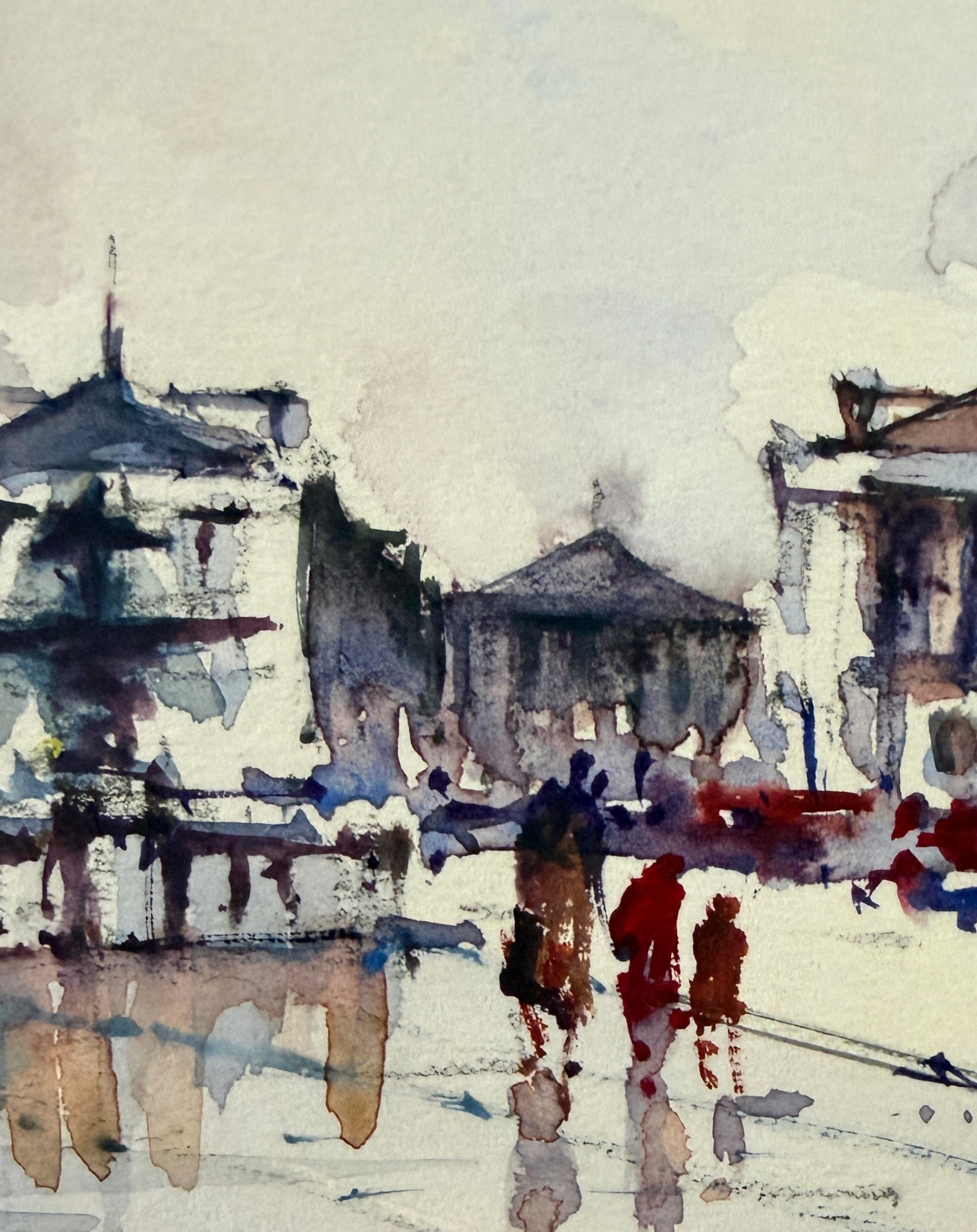 Franz Herbelt Paris Place De La Concorde Signed Framed Cityview Watercolor Gouache