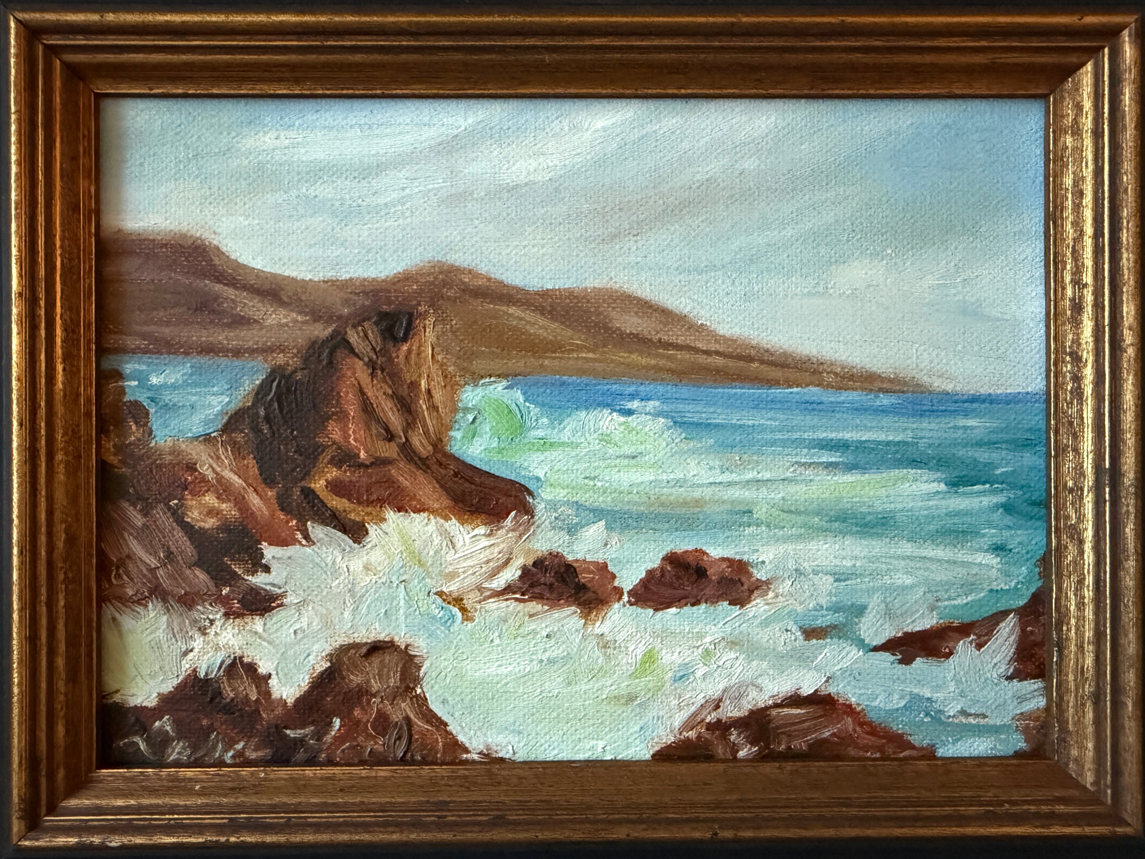 Coastal Scene Seascape Impressionist Oil On Canvas Board