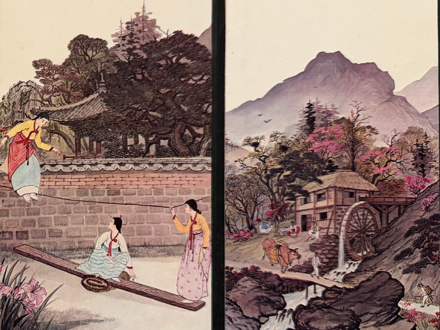 Chinese Korean Eight Panel Decorative Tabletop Byobu With Signature