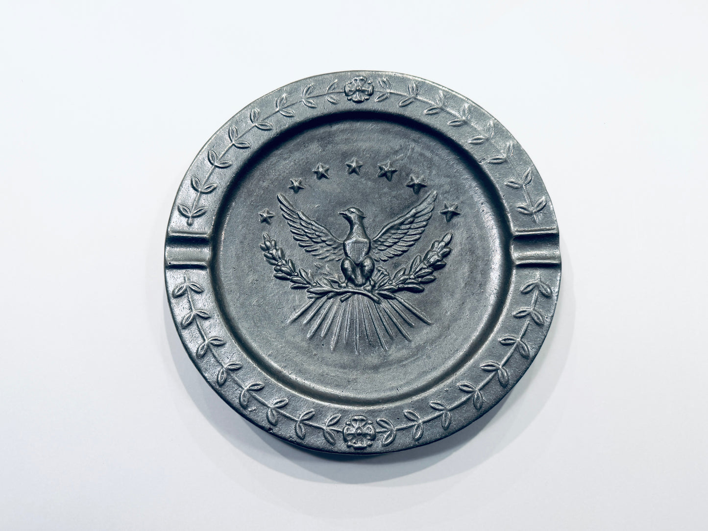 American Eagle Vintage Pewter Ashtray W Great Seal of The United States