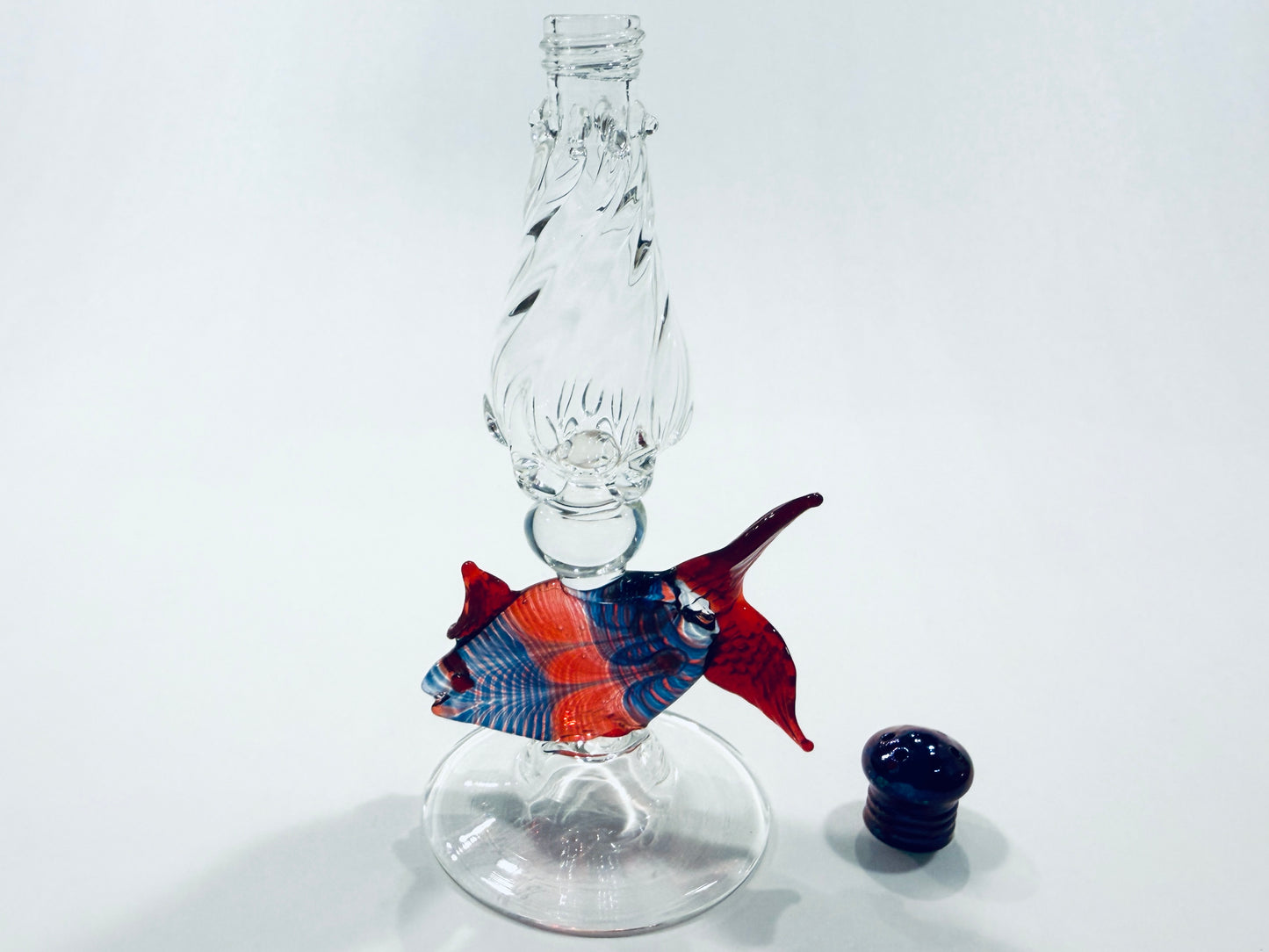 Gazelle Hand Blown Art Glass Colorful Fish Signed Bottle Condiment Shaker